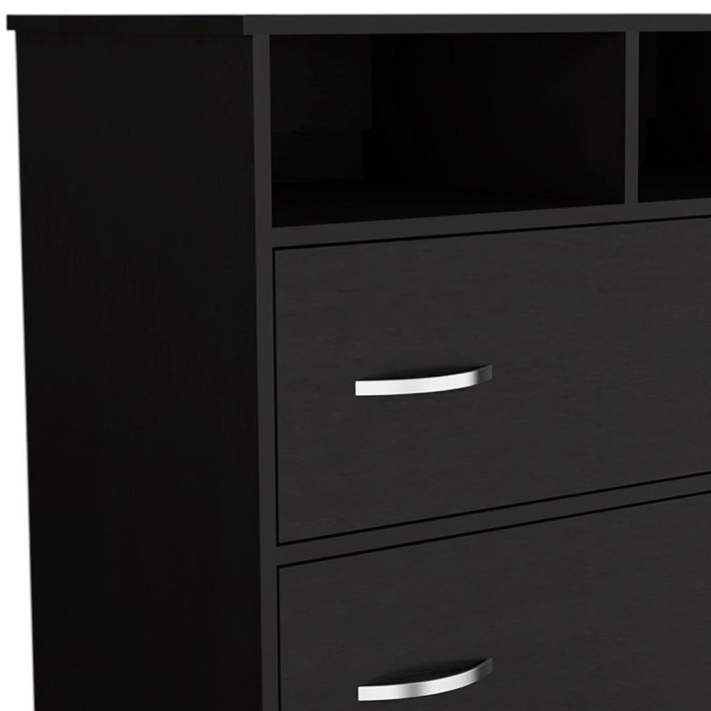 32" Black Wood Two Drawer Dresser