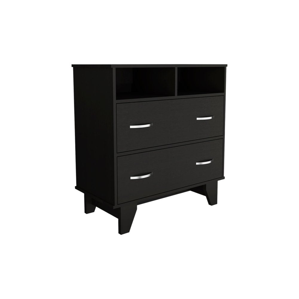 32" Black Wood Two Drawer Dresser