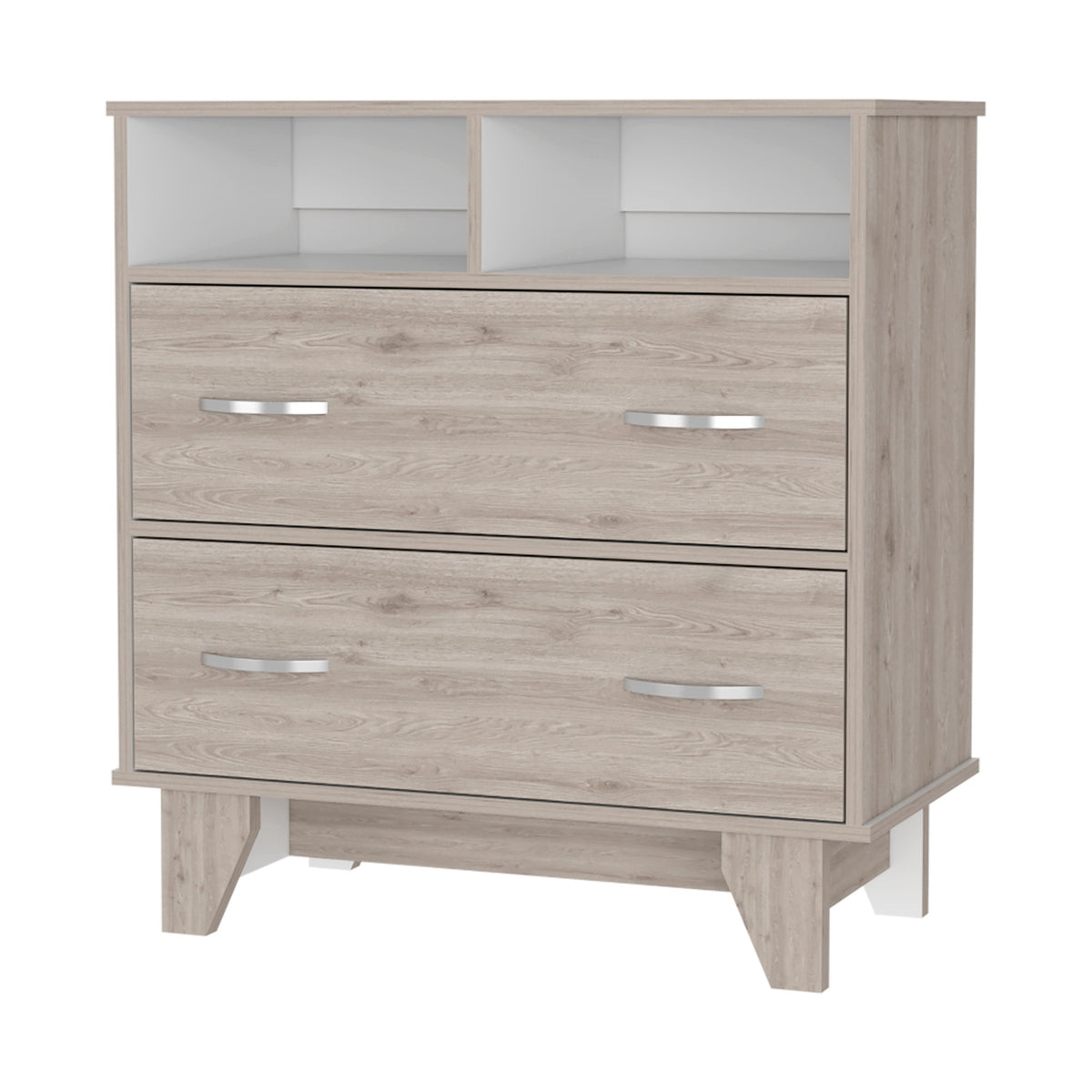 32" Oak Wood Two Drawer Dresser