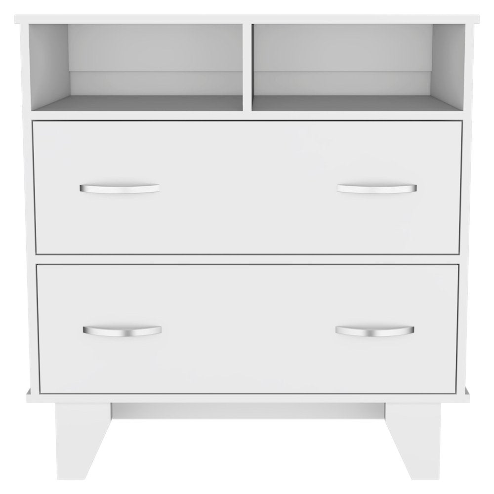 32" Oak Wood Two Drawer Dresser