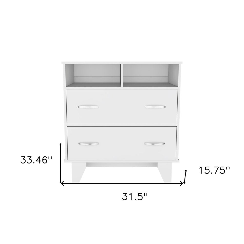 32" Oak Wood Two Drawer Dresser