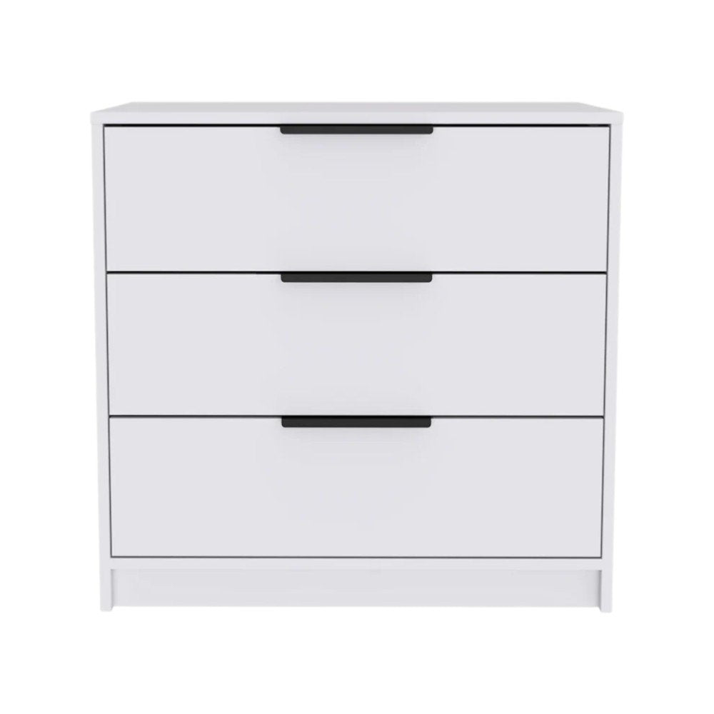 28" White Wood Three Drawer Dresser