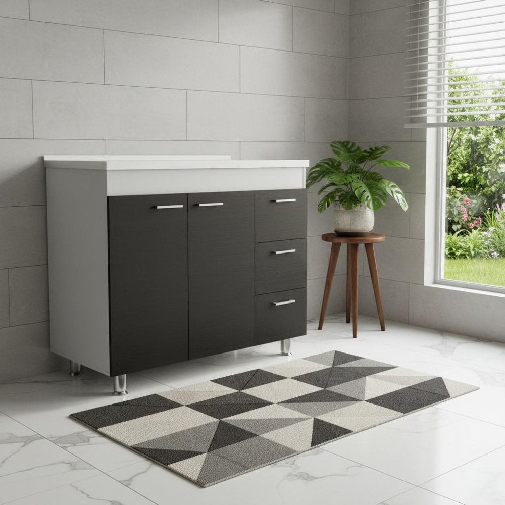 39" Black Wood Gloss Finish Door Accent Cabinet With Three Drawers