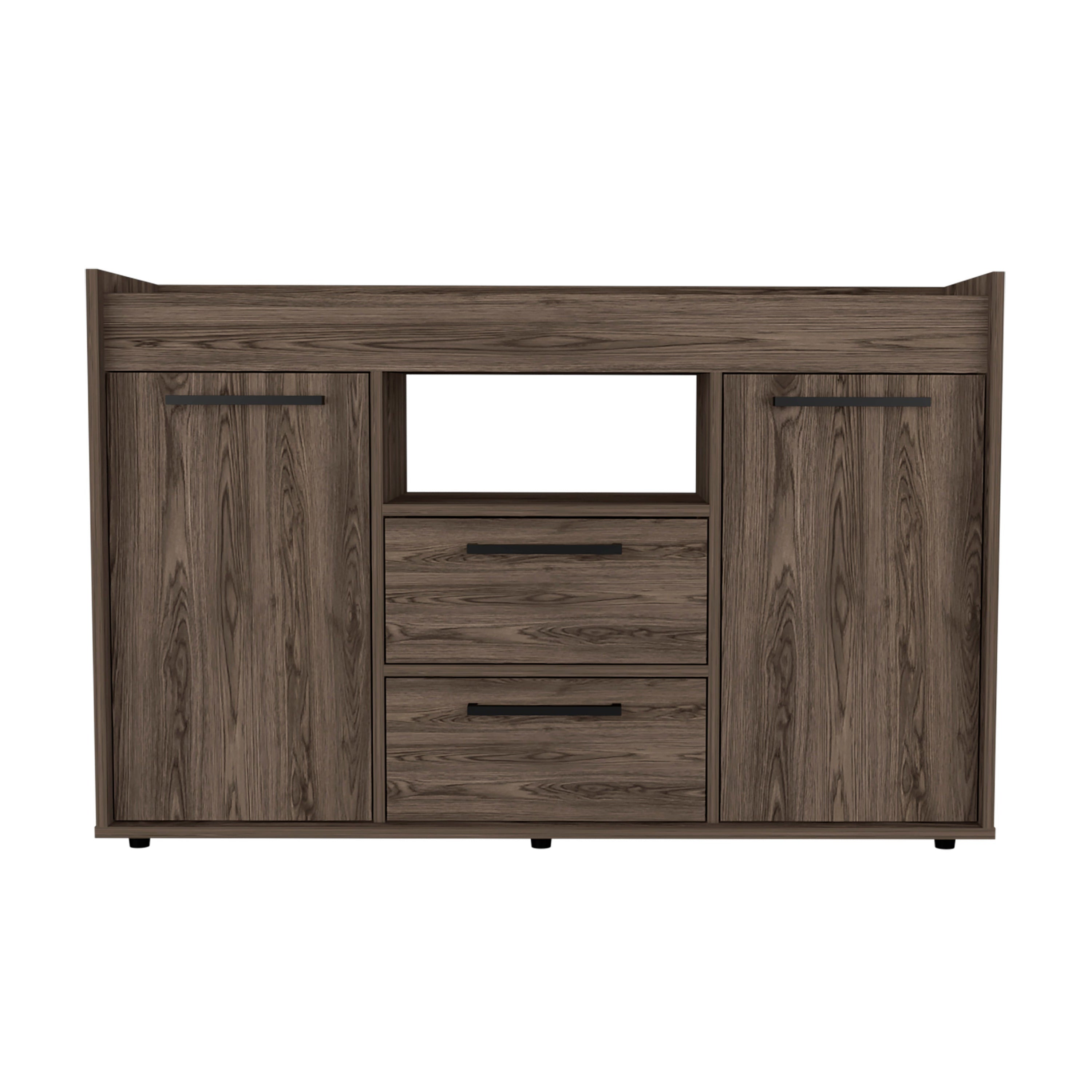 47" Walnut Wood Two Drawer Sideboard with Two Doors