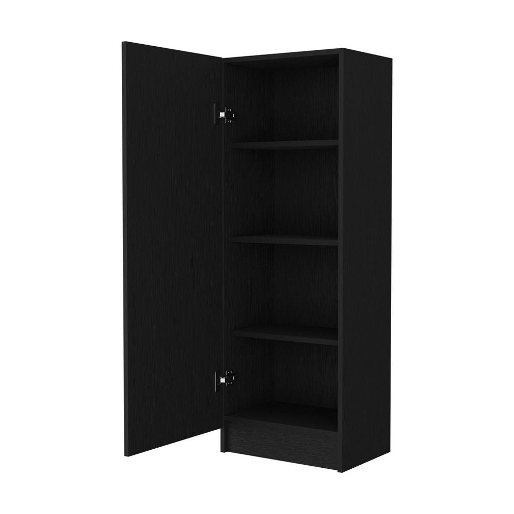 47" Black Wood Pantry Or Storage Closet