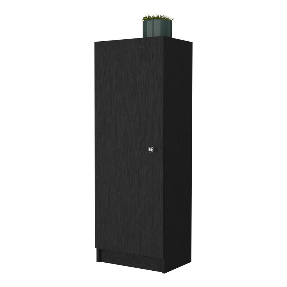 47" Black Wood Pantry Or Storage Closet