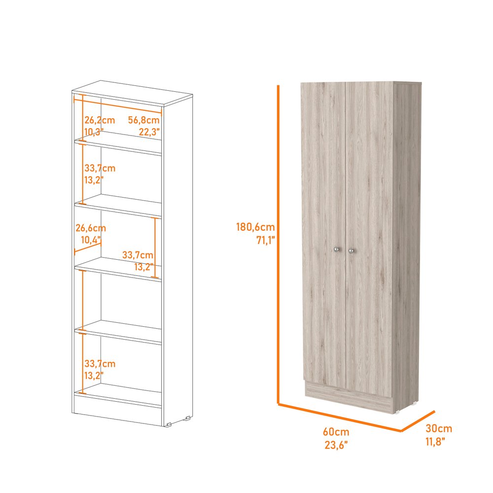 71" Light Gray Wood Pantry Or Storage Closet