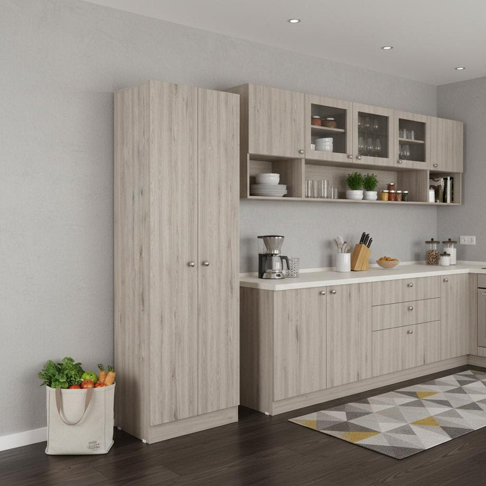 71" Light Gray Wood Pantry Or Storage Closet