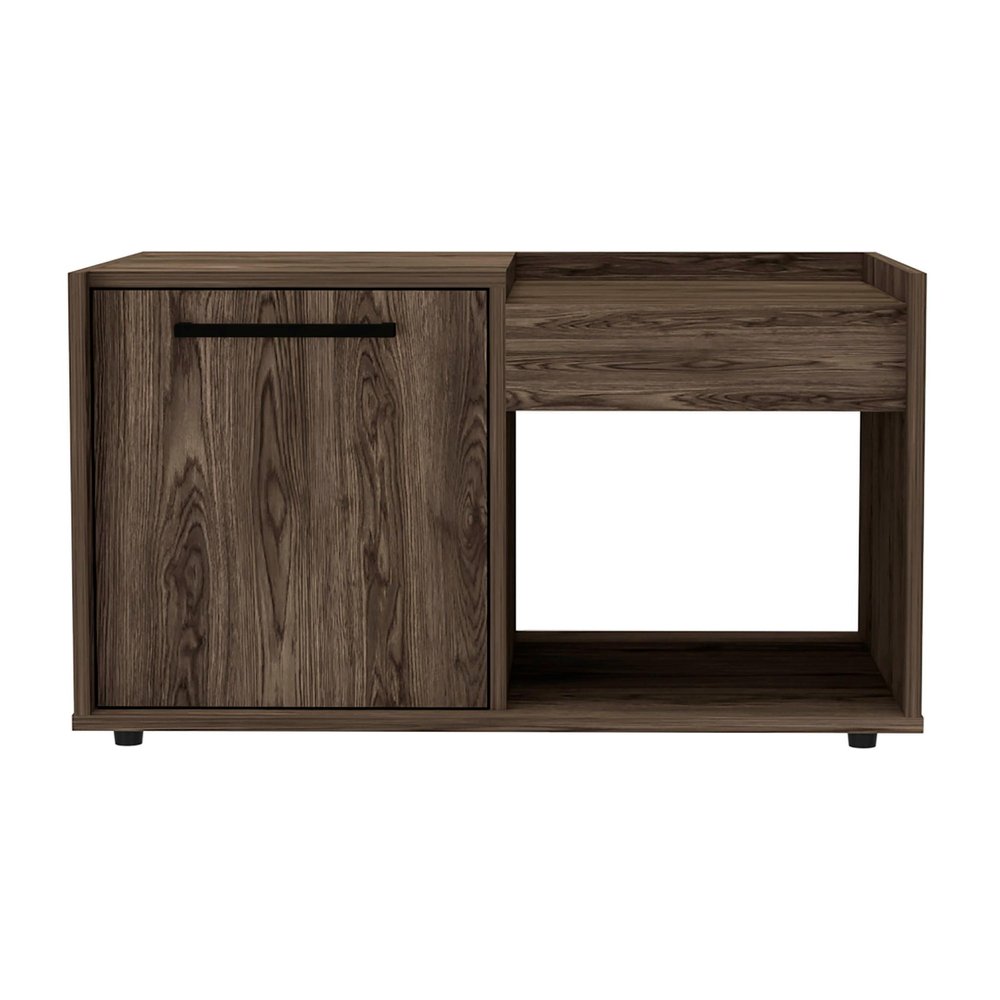 32" Brown Wood Coffee Table With Shelf