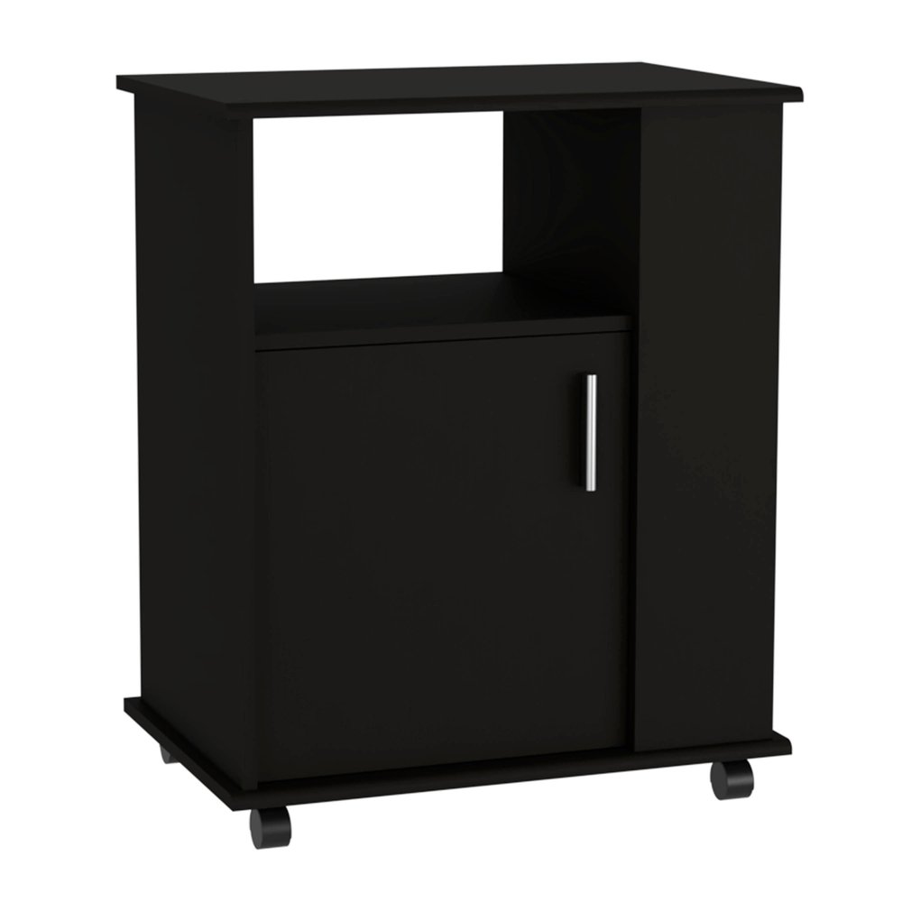 29" Black Wood Accent Cabinet With Single Door