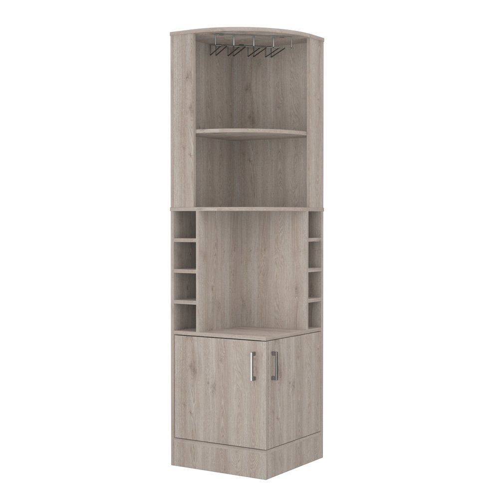 18" Light Gray Wood Corner Bar Cabinet With Two Doors