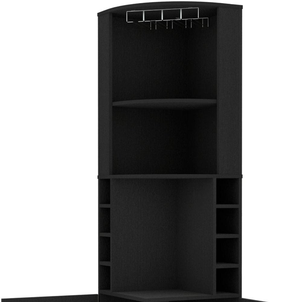 18" Black Wood Corner Bar Cabinet With Two Doors
