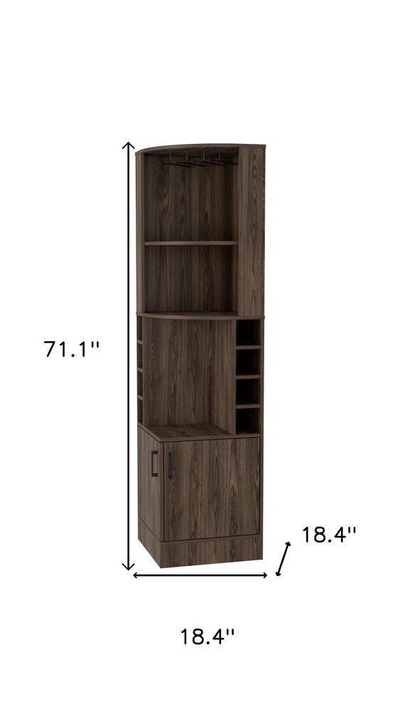 18" Walnut Wood Corner Bar Cabinet With Two Doors