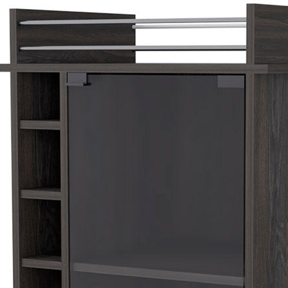 Espresso Rolling Bar Cart With Wine Storage