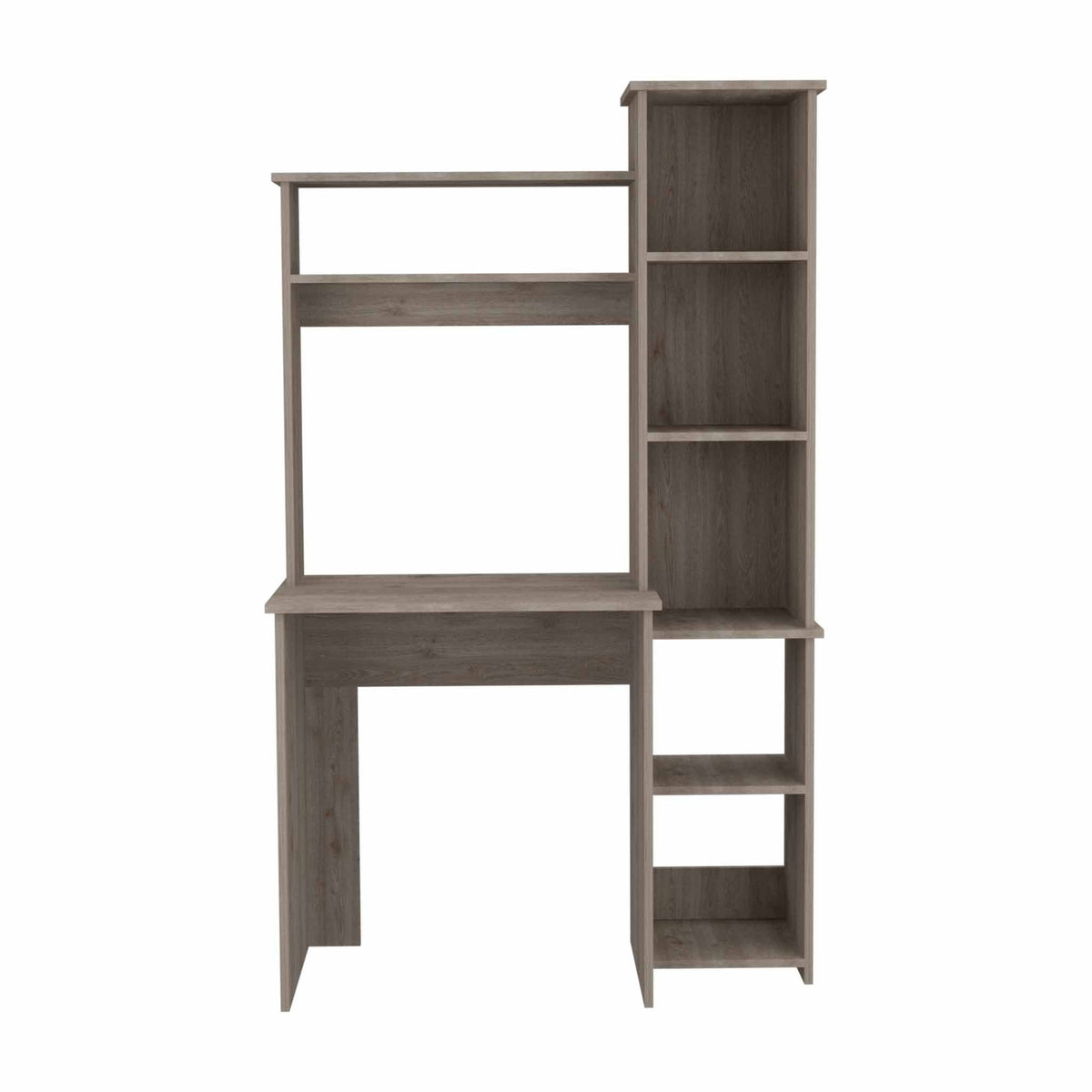 39" Light Gray Wood Pedestal Computer Desk With Hutch