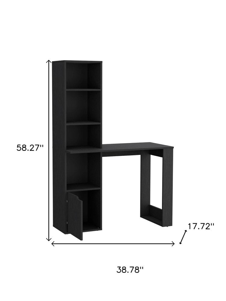 39" Black Wood L Shape H-Shape Computer Desk