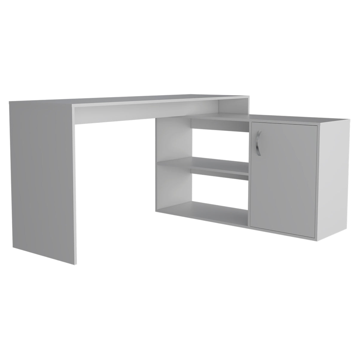60" White Wood L Shape Computer Desk