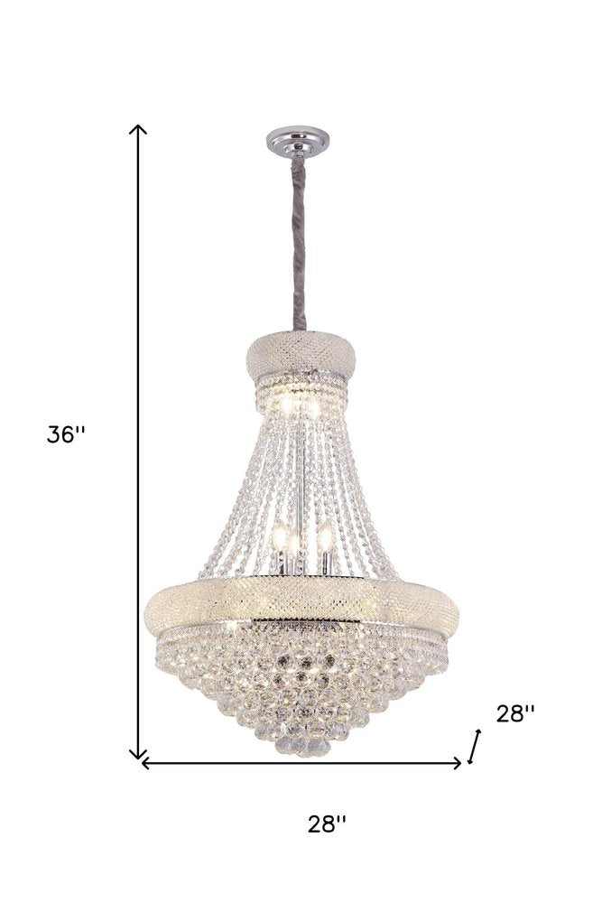 Clear And Silver Empire Multi Light and Metal Crystal Glass Dimmable Chandelier