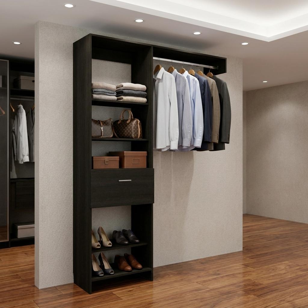 59" Black Manufactured Wood Closet System