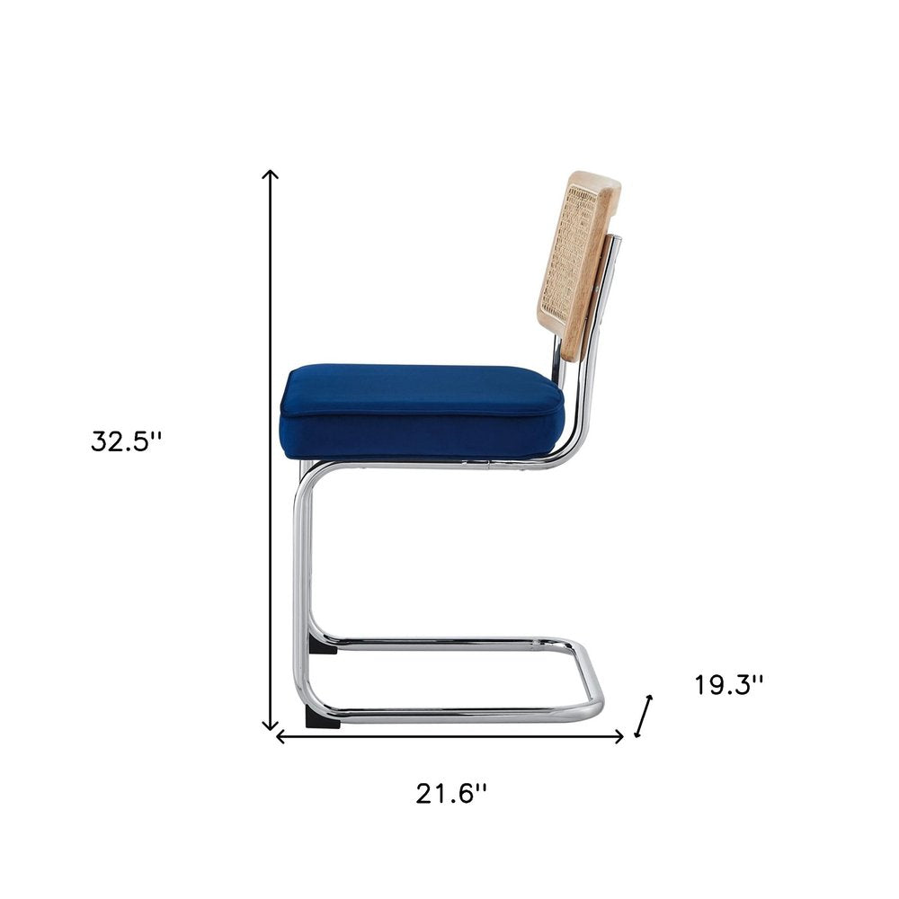 Set of Two Black Upholstered Velvet Dining Side Chairs