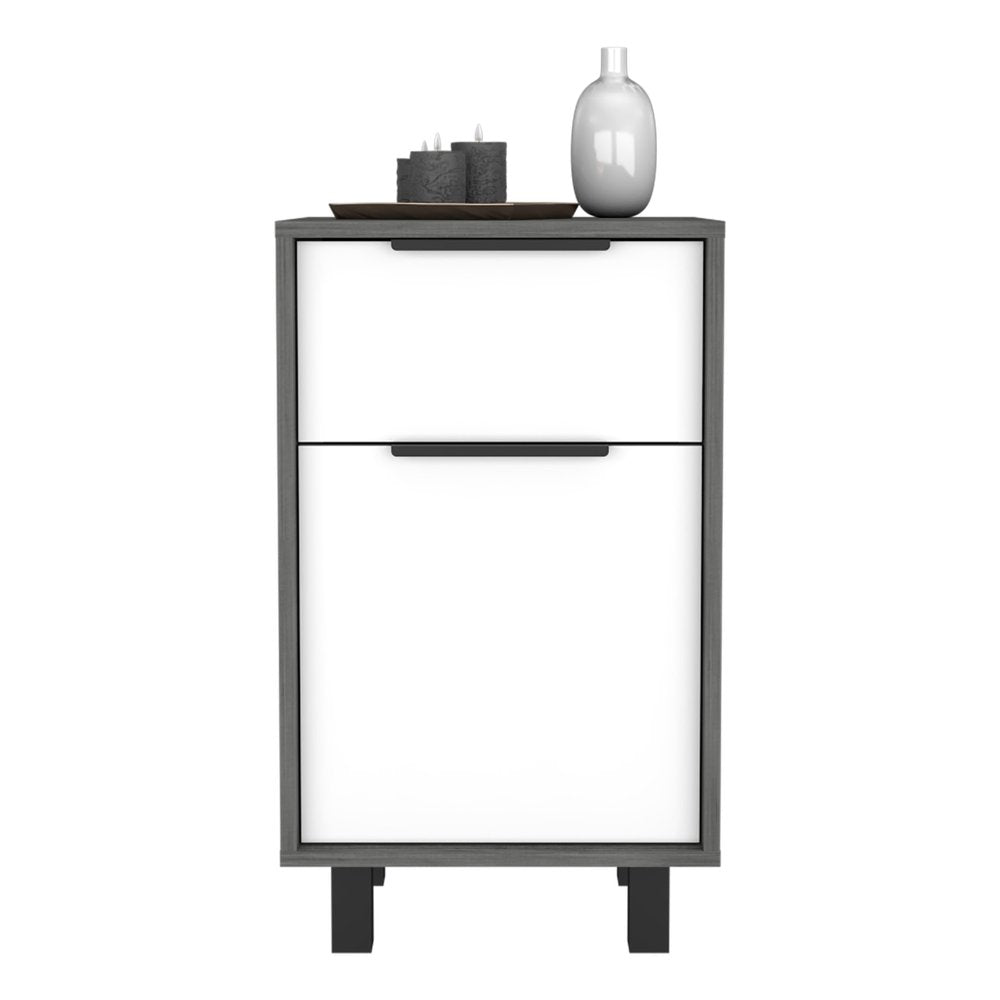 28" Gray Wood One Drawer Nightstand