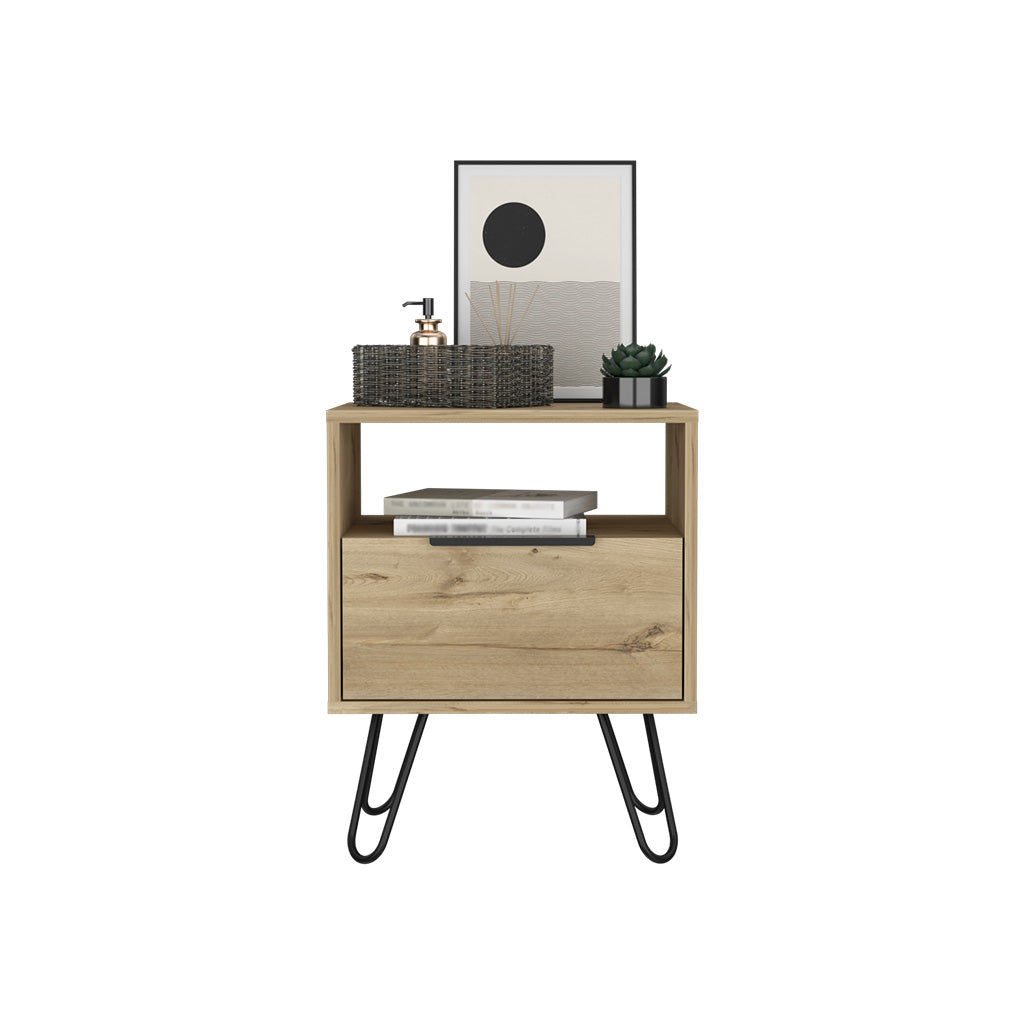 22" Beige Wood Nightstand