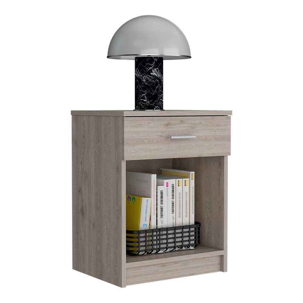 22" Gray Wood One Drawer Nightstand