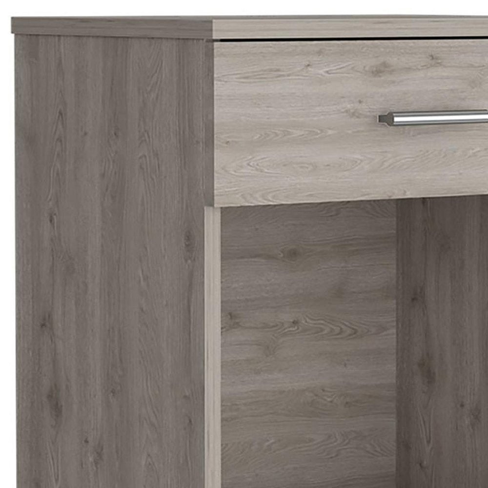 22" Gray Wood One Drawer Nightstand