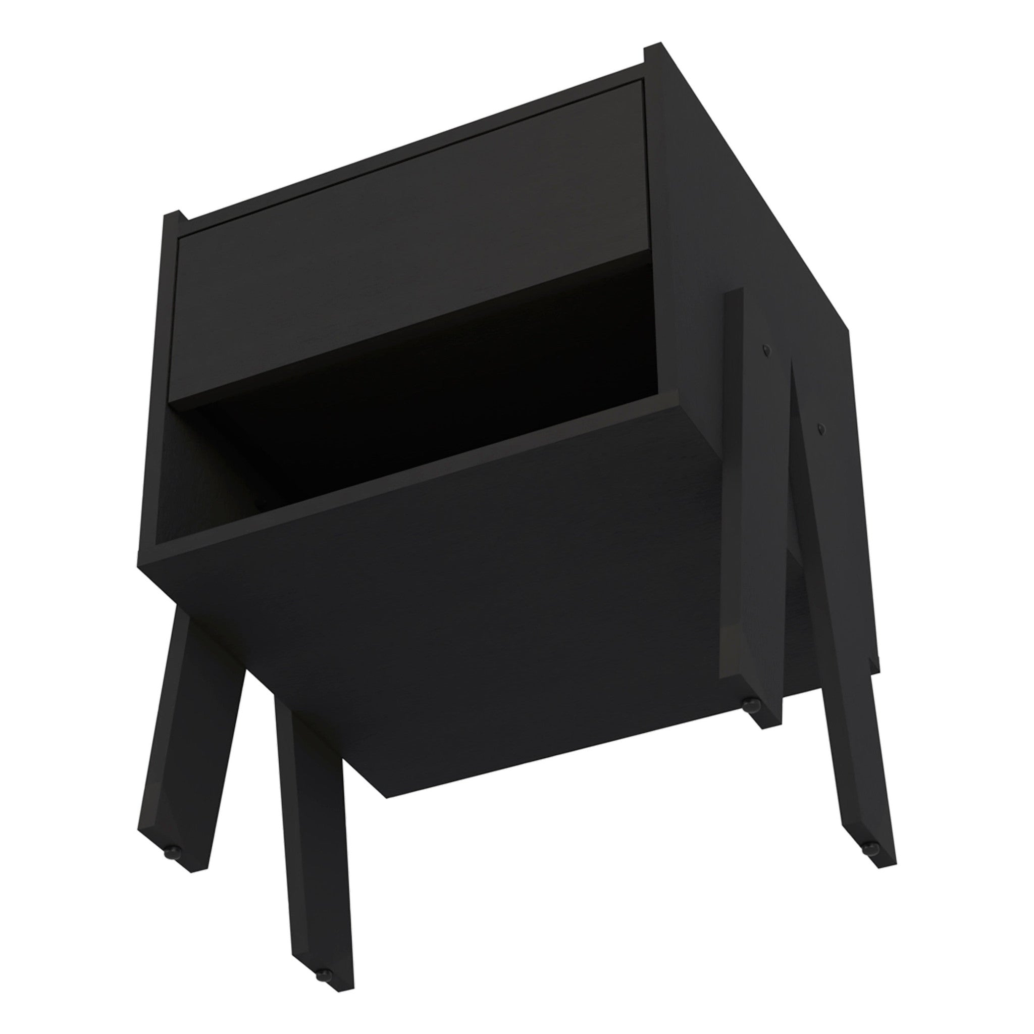 22" Black Wood One Drawer Nightstand