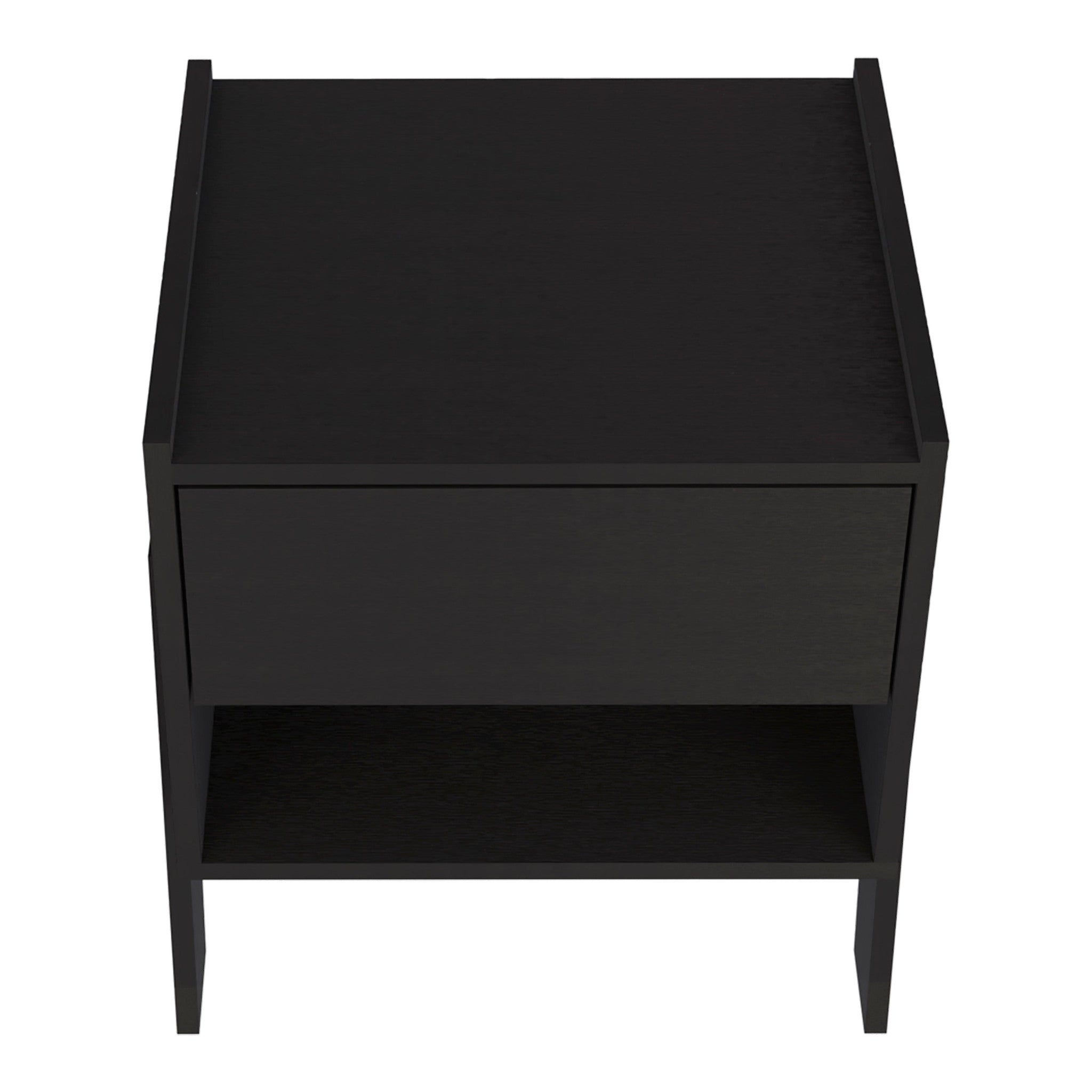 22" Black Wood One Drawer Nightstand