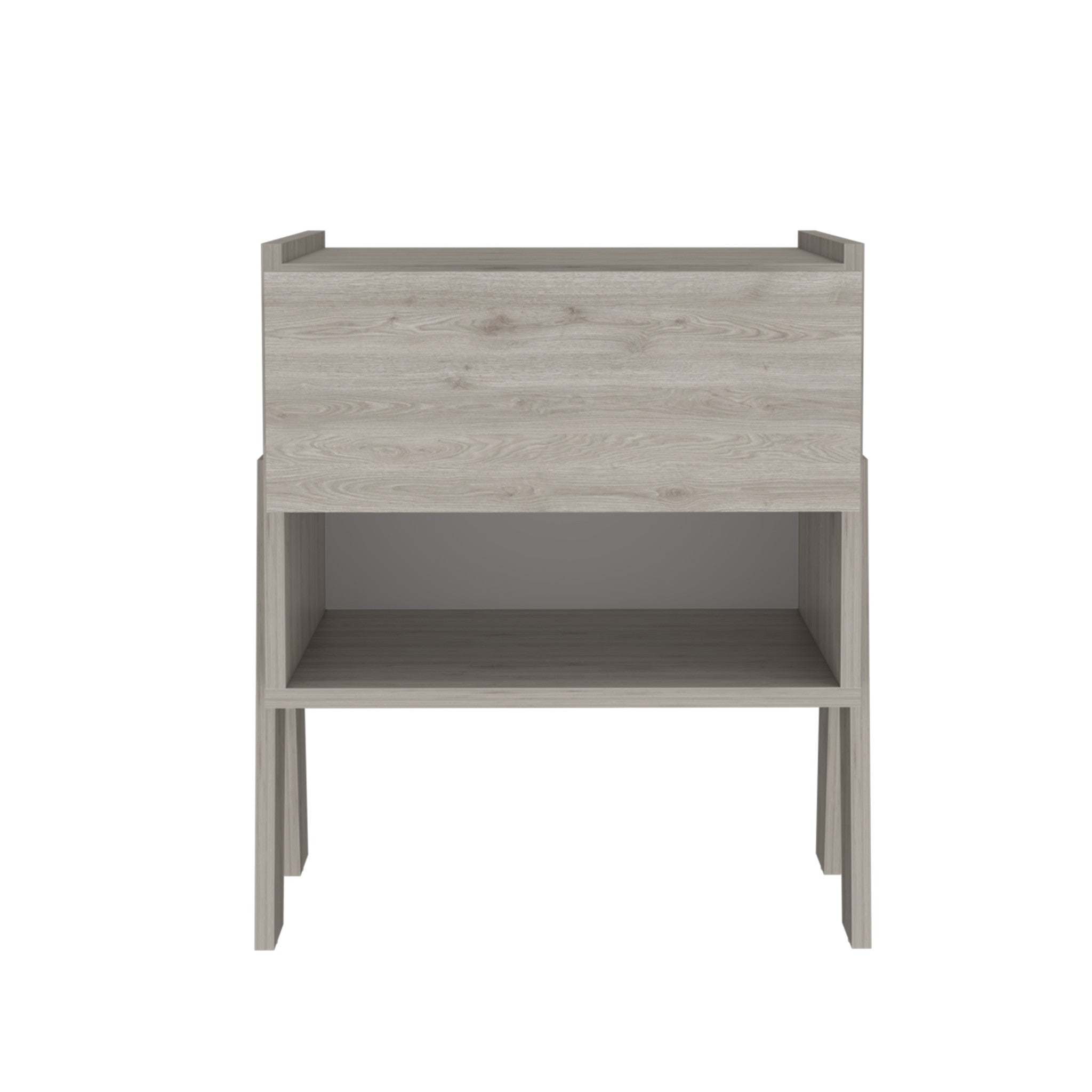22" Gray One Drawer Faux Wood Nightstand