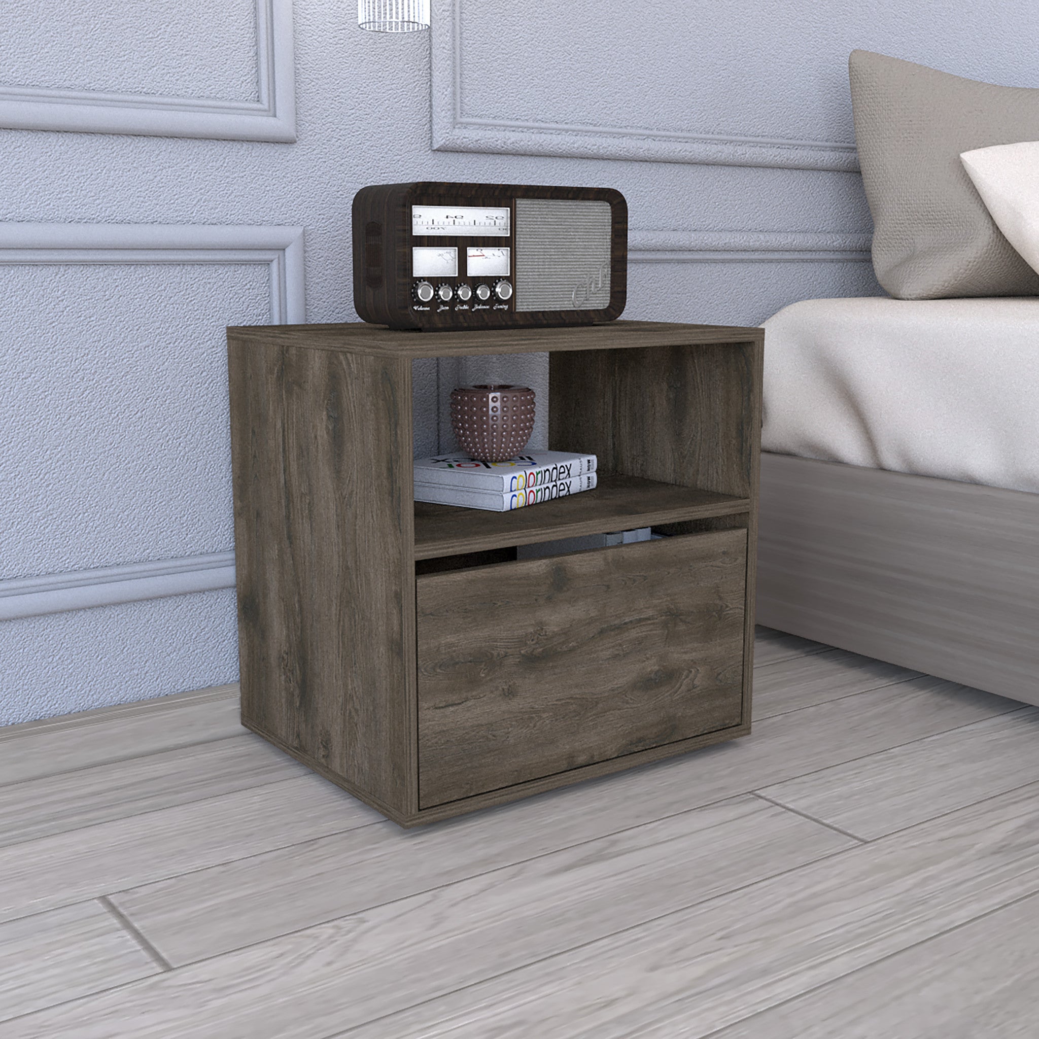21" Brown Wood Nightstand