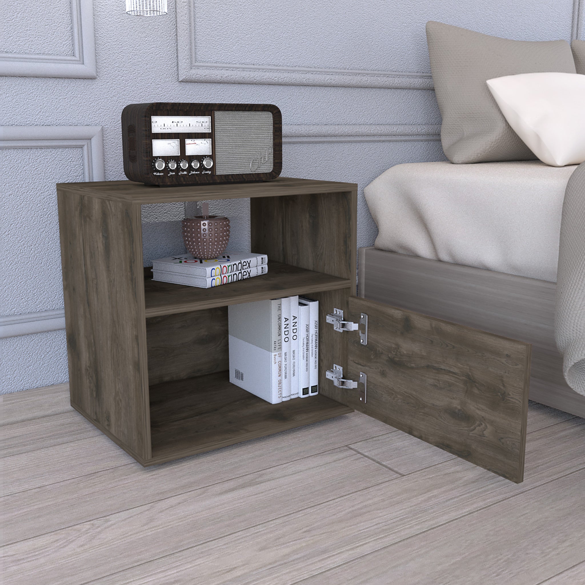 21" Brown Wood Nightstand