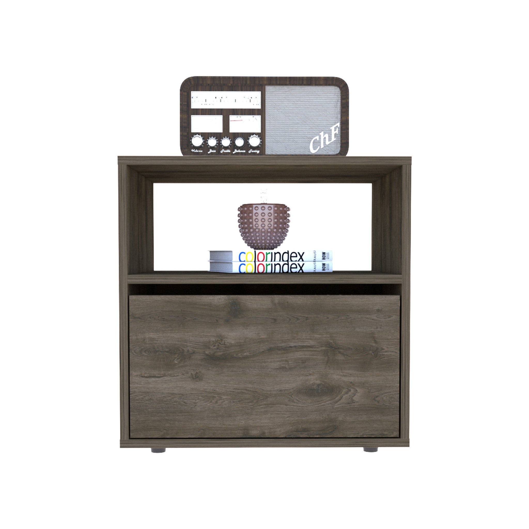 21" Brown Wood Nightstand