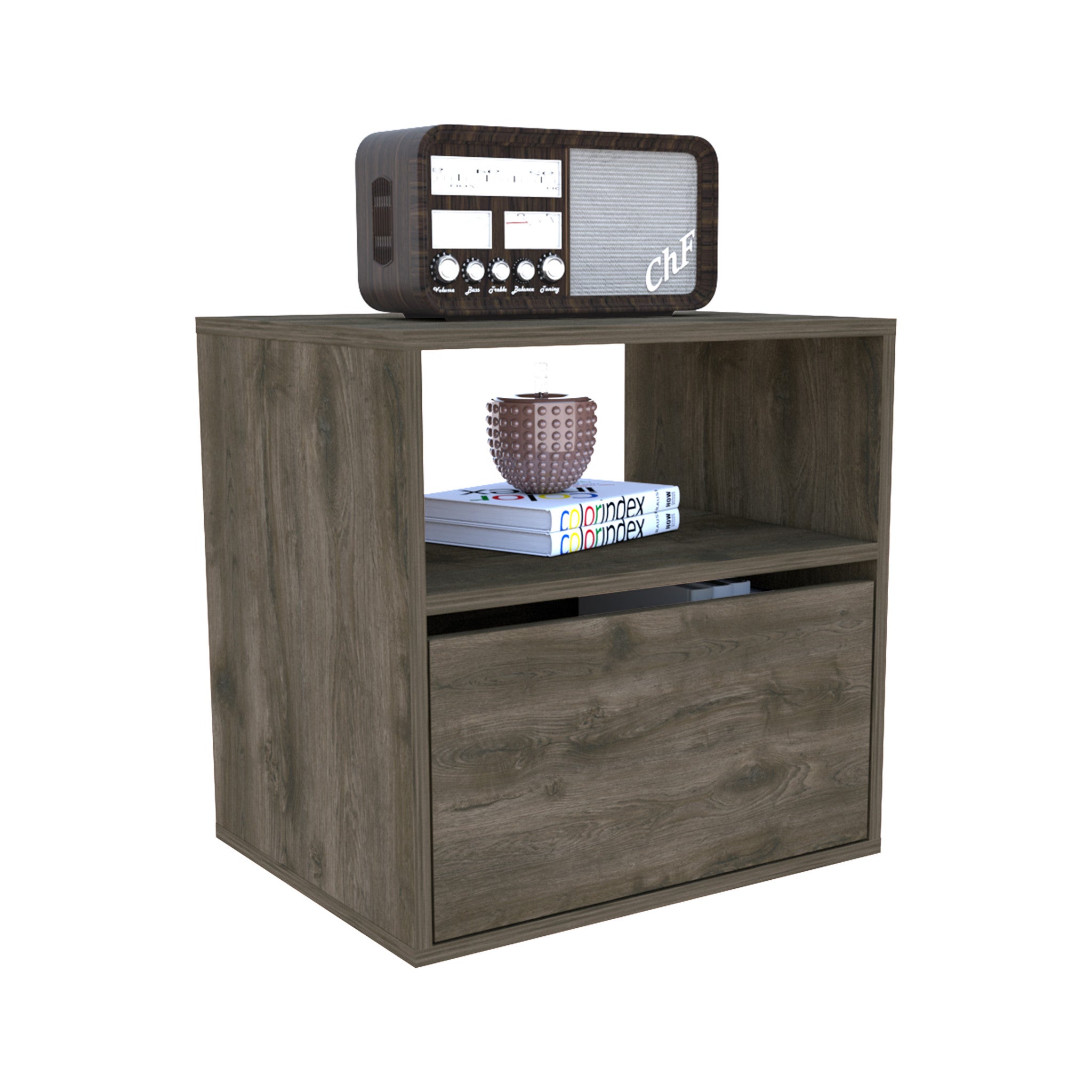 21" Brown Wood Nightstand