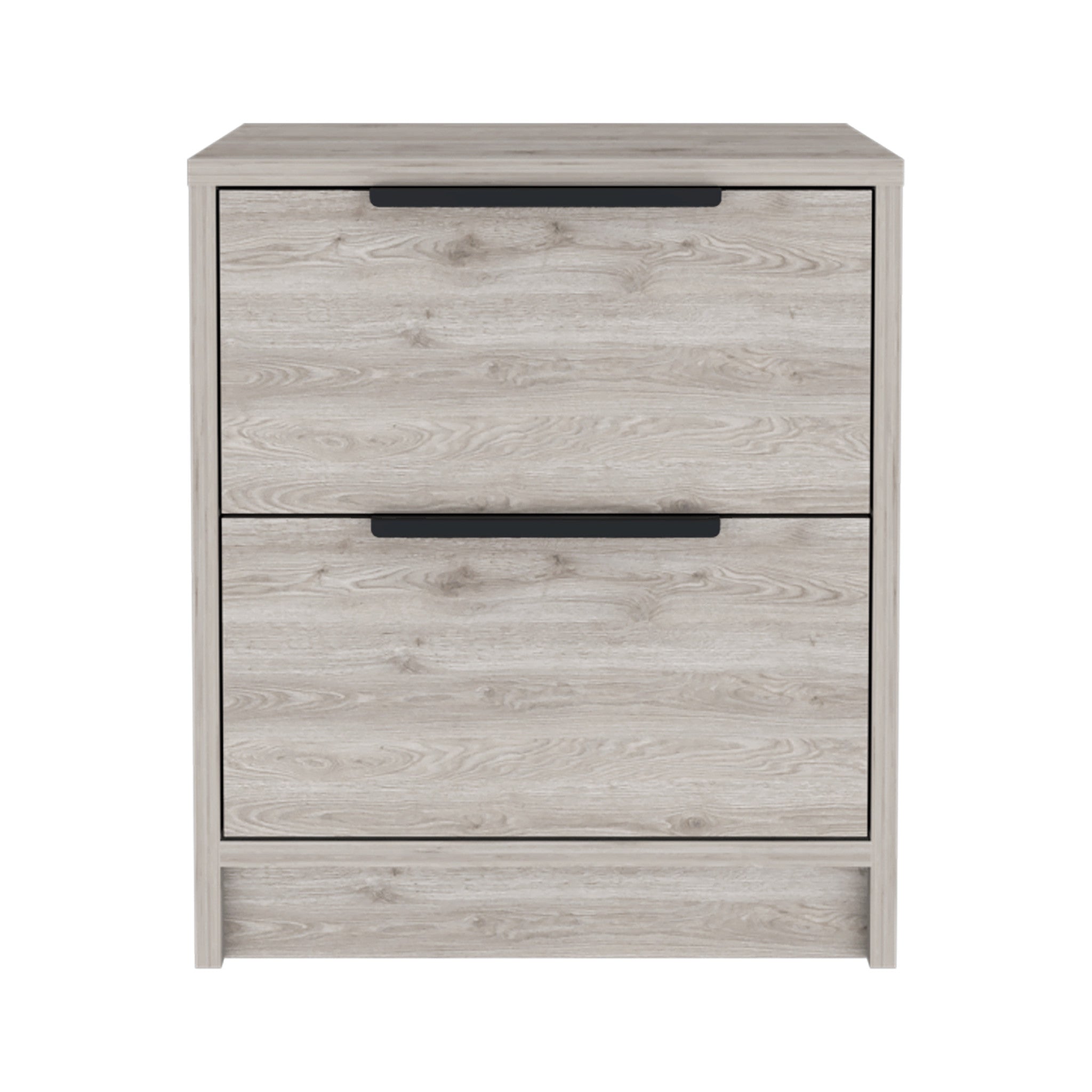 19" Gray Two Drawer Faux Wood Nightstand