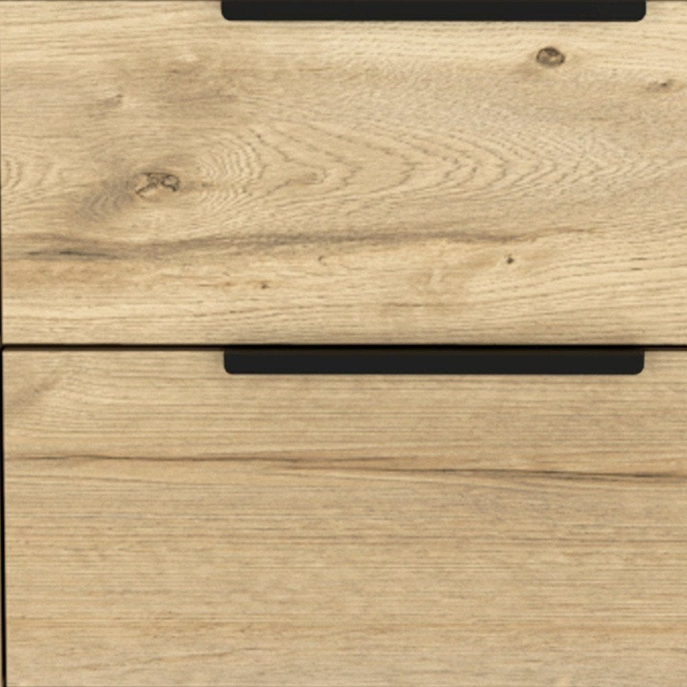 22" Oak Wood Two Drawer Nightstand