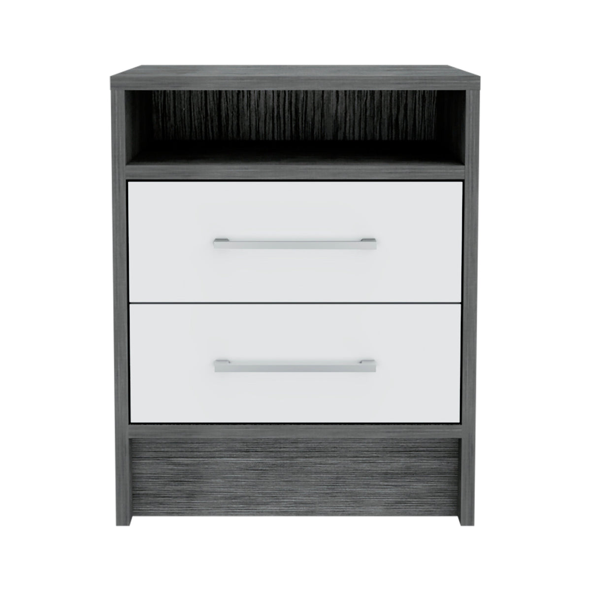 20" Gray Wood Two Drawer Nightstand