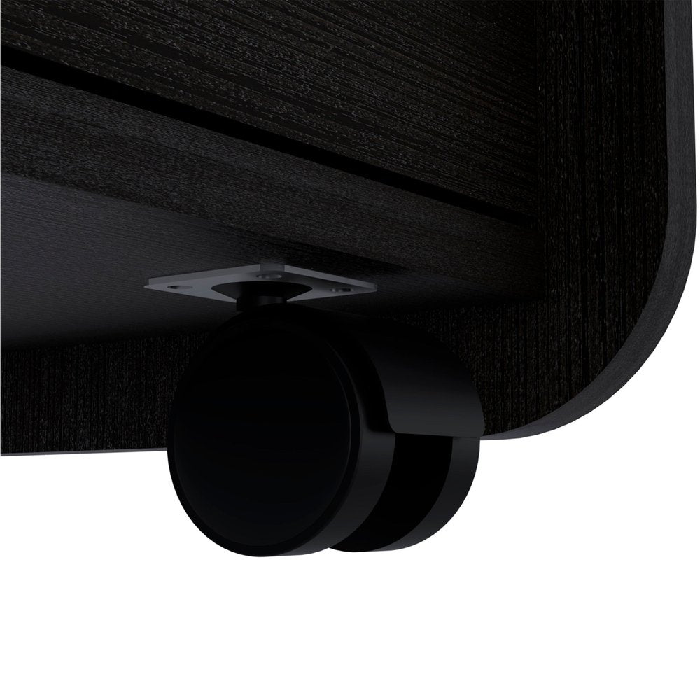 22" Black Wood Two Drawer Nightstand