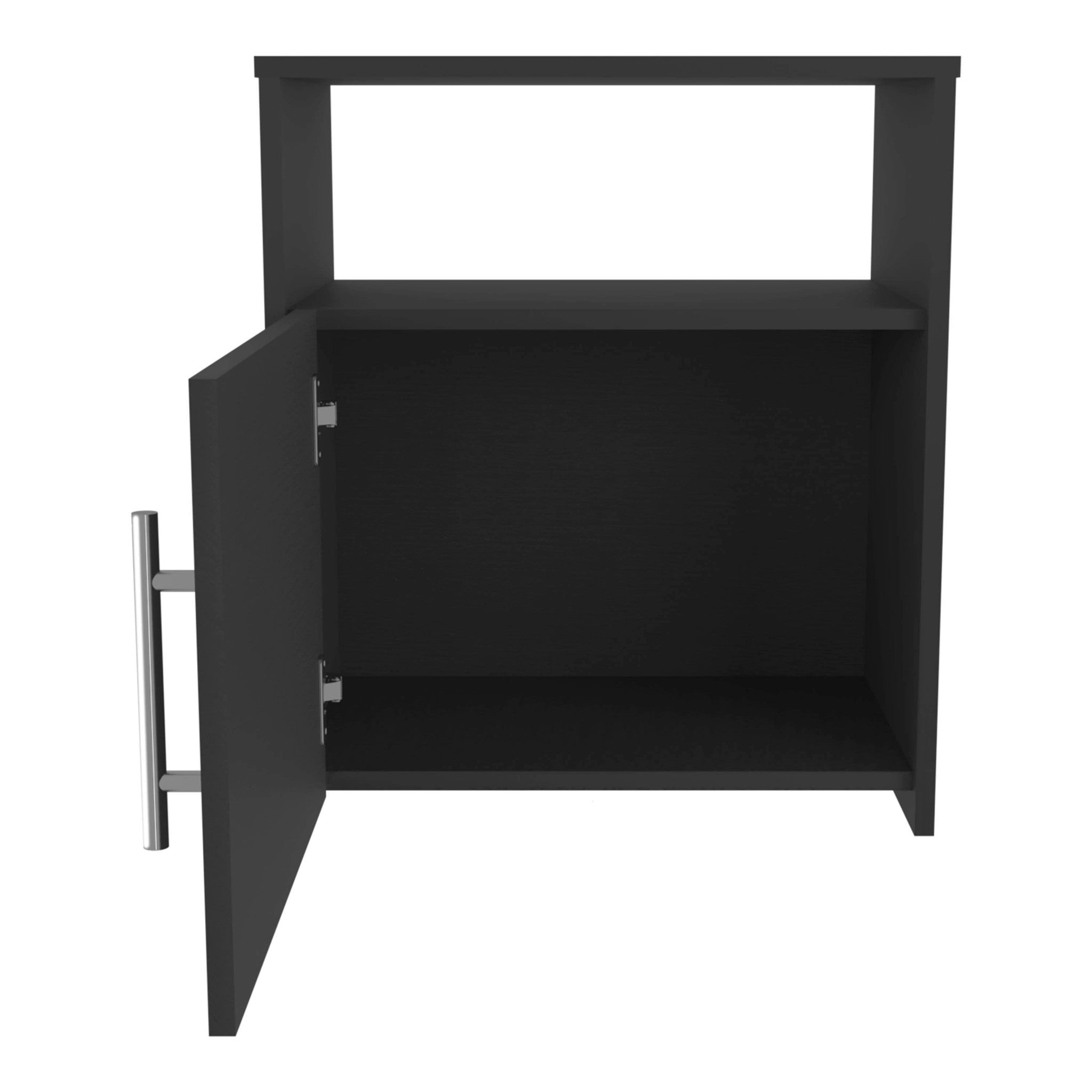 23" Black Faux Wood Nightstand With Storage