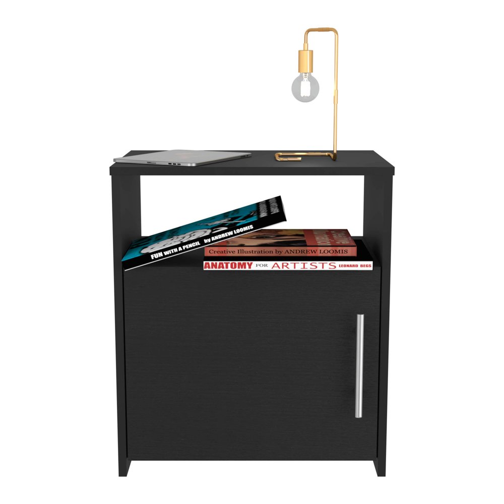 23" Black Wood Nightstand