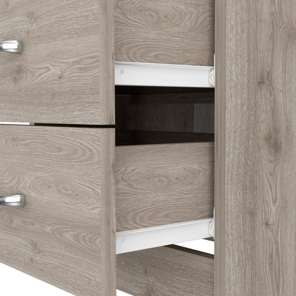 20" Gray Two Drawer Faux Wood Nightstand