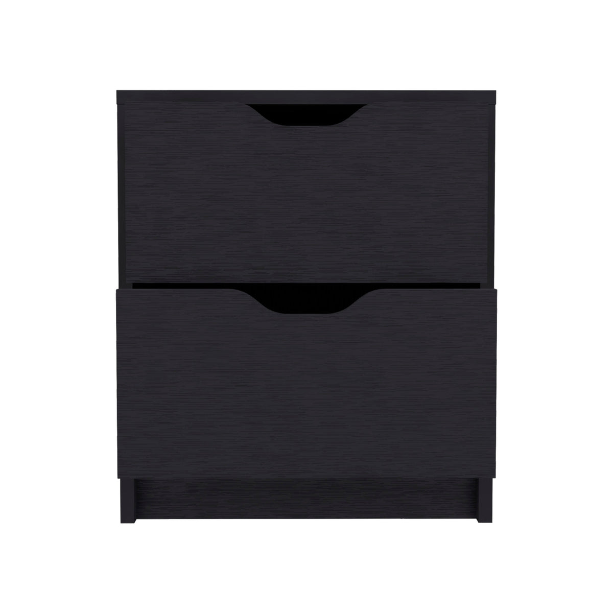 19" Black Wood Two Drawer Nightstand