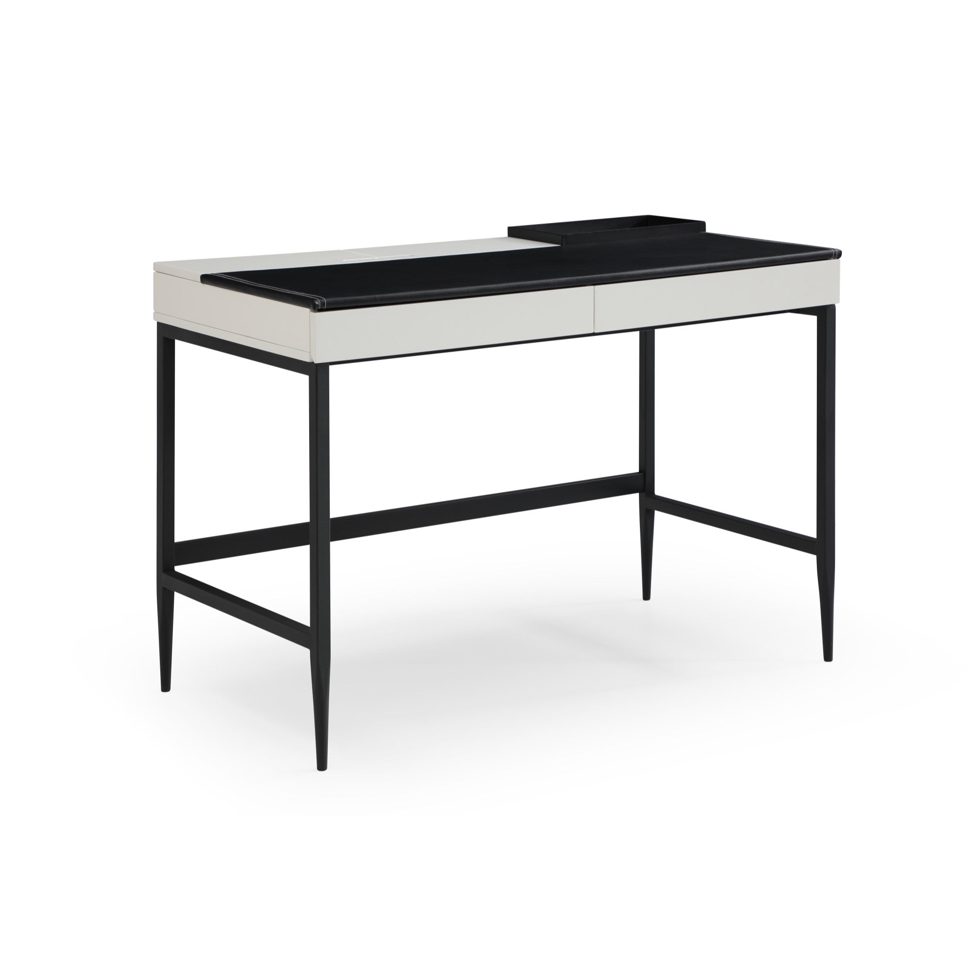 43" Black and White Writing Desk With Two Drawers