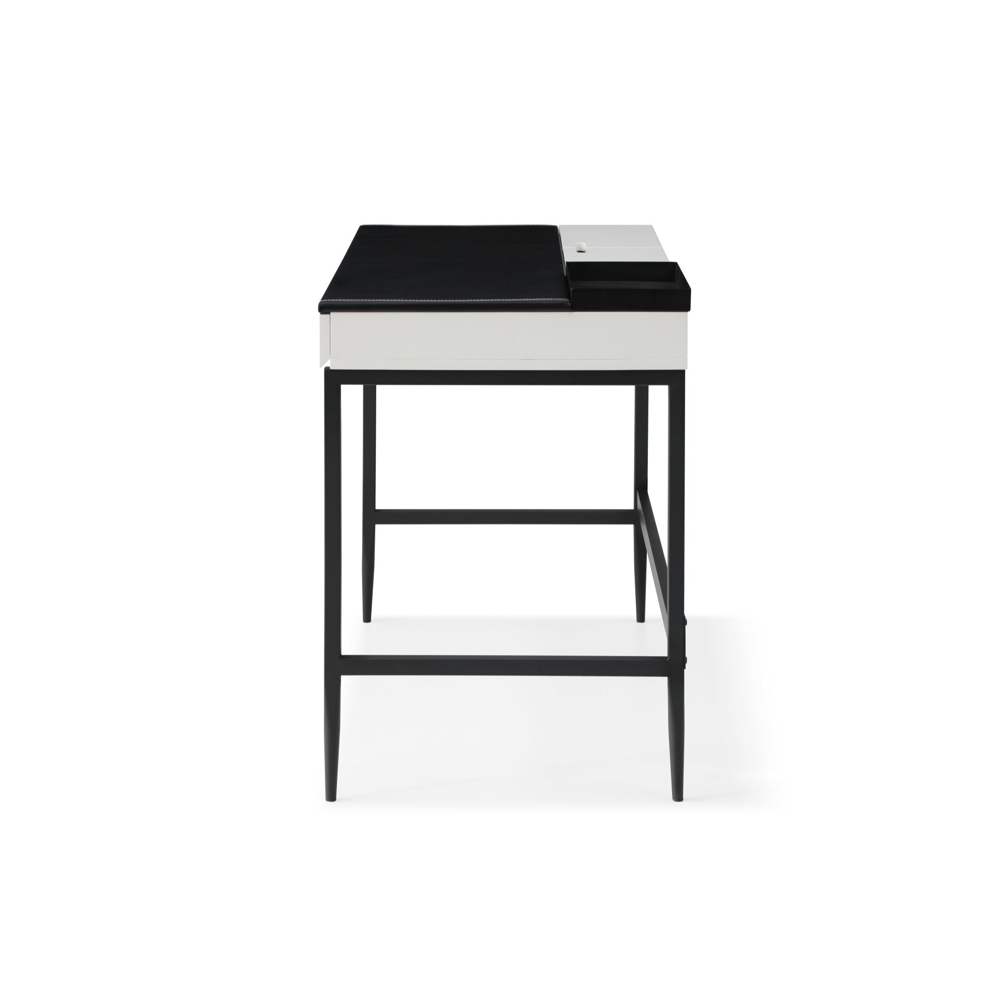 43" Black and White Writing Desk With Two Drawers