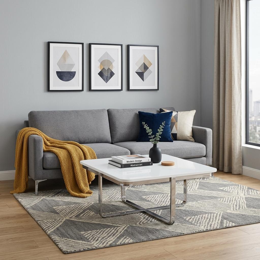 35" White And Silver Metallic Stainless Steel Square Coffee Table
