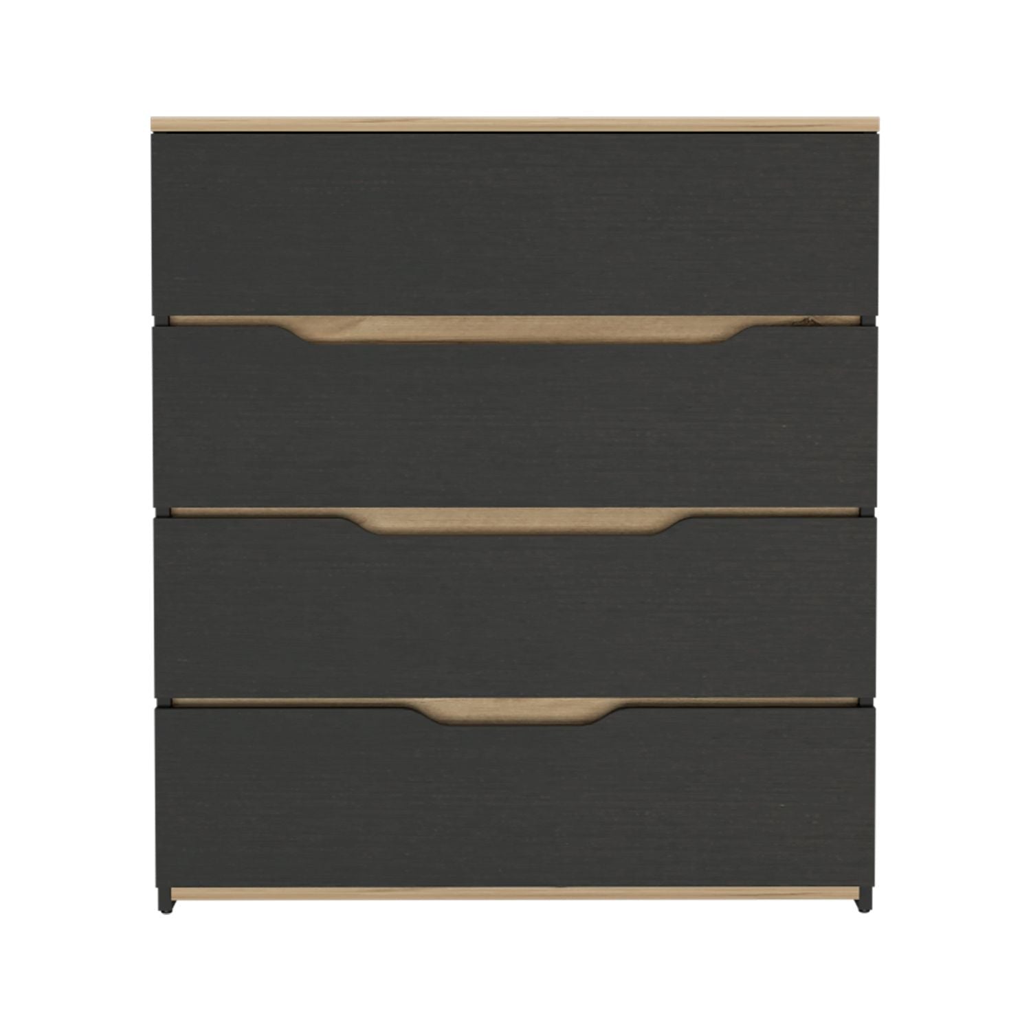 32" Natural And Black Four Drawer Dresser