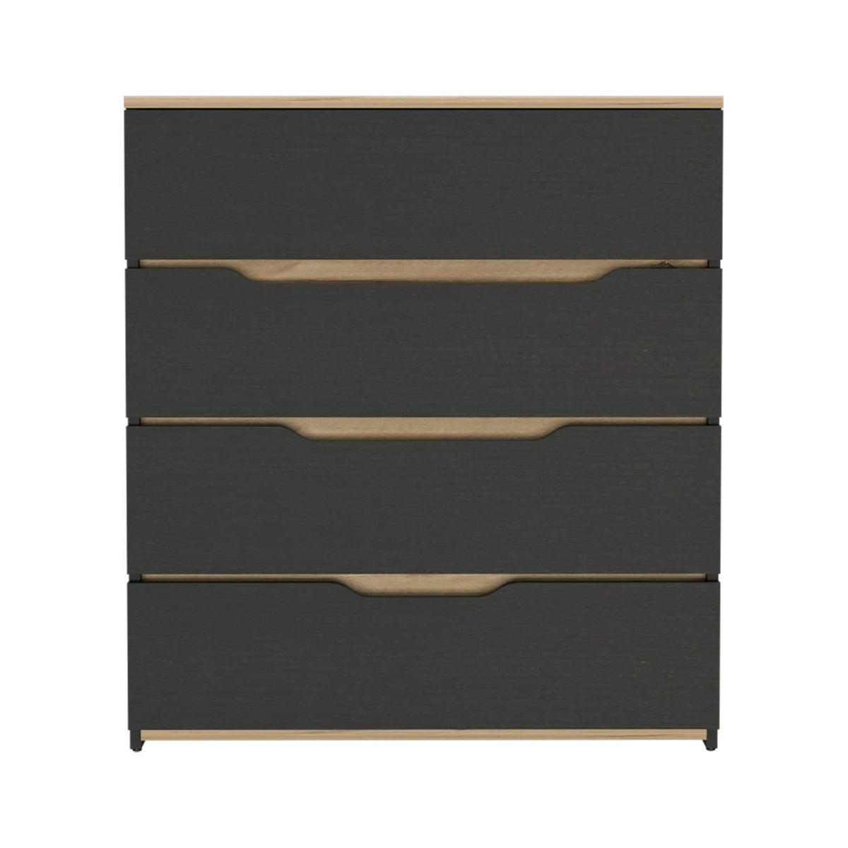 32" Natural And Black Four Drawer Dresser