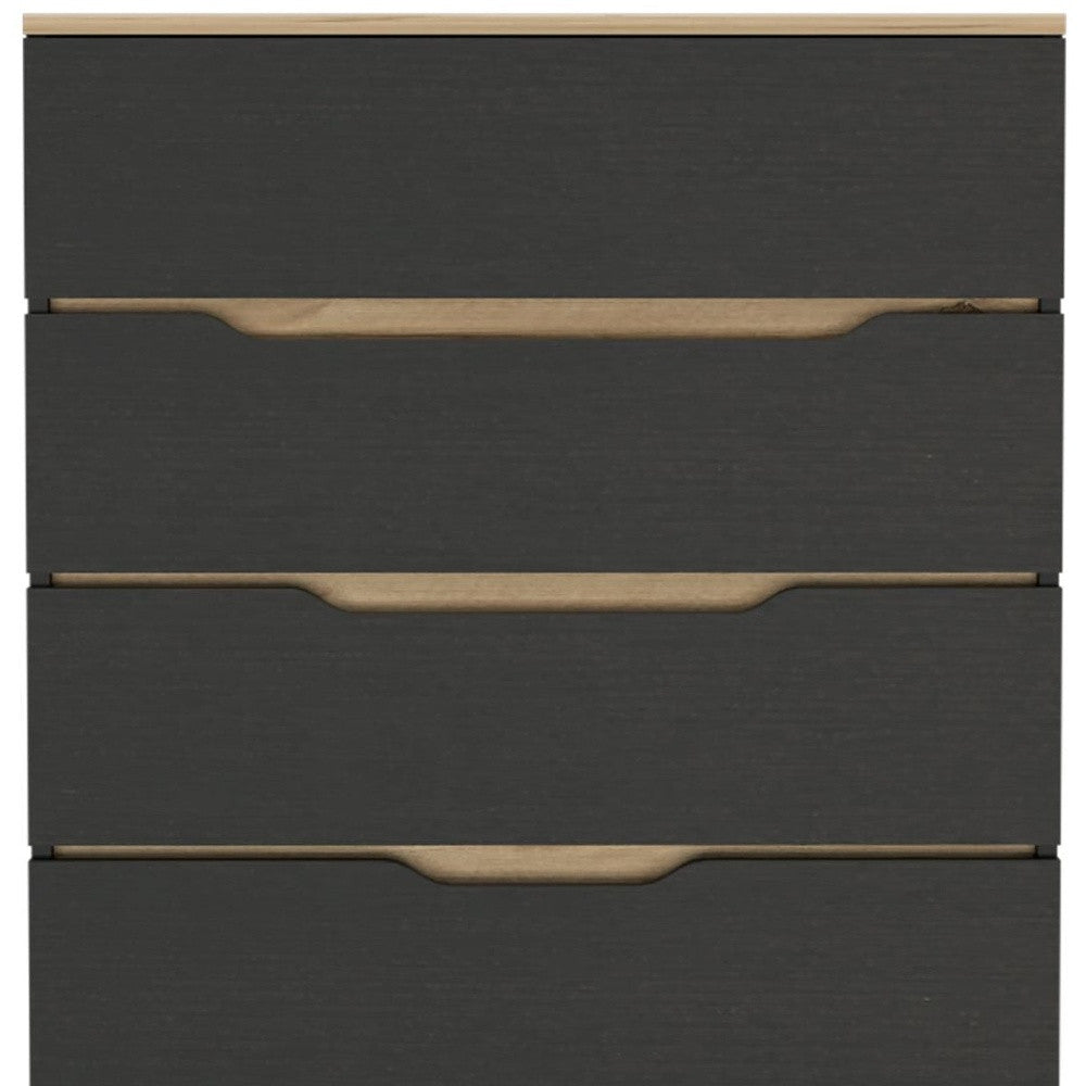 32" Natural And Black Four Drawer Dresser