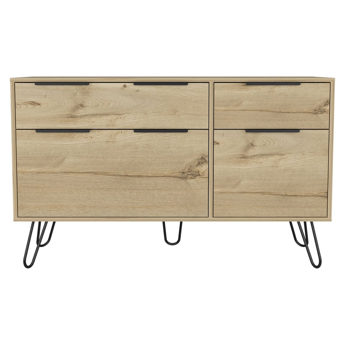 47" Natural Wood Four Drawer Double Dresser